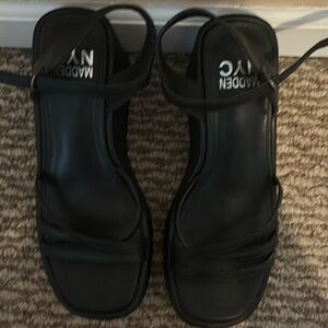 Black strappy platform sandals